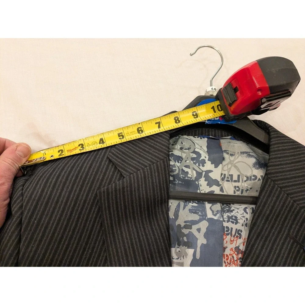 Billy London Jacket Mens 44L Gray Pinstripe Blazer Coat Two Button 10-BL2292 NWT